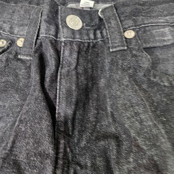 True Religion Straight Leg Jeans Size 32" Inseam 32" Black w/Black Stitch - Picture 15 of 16